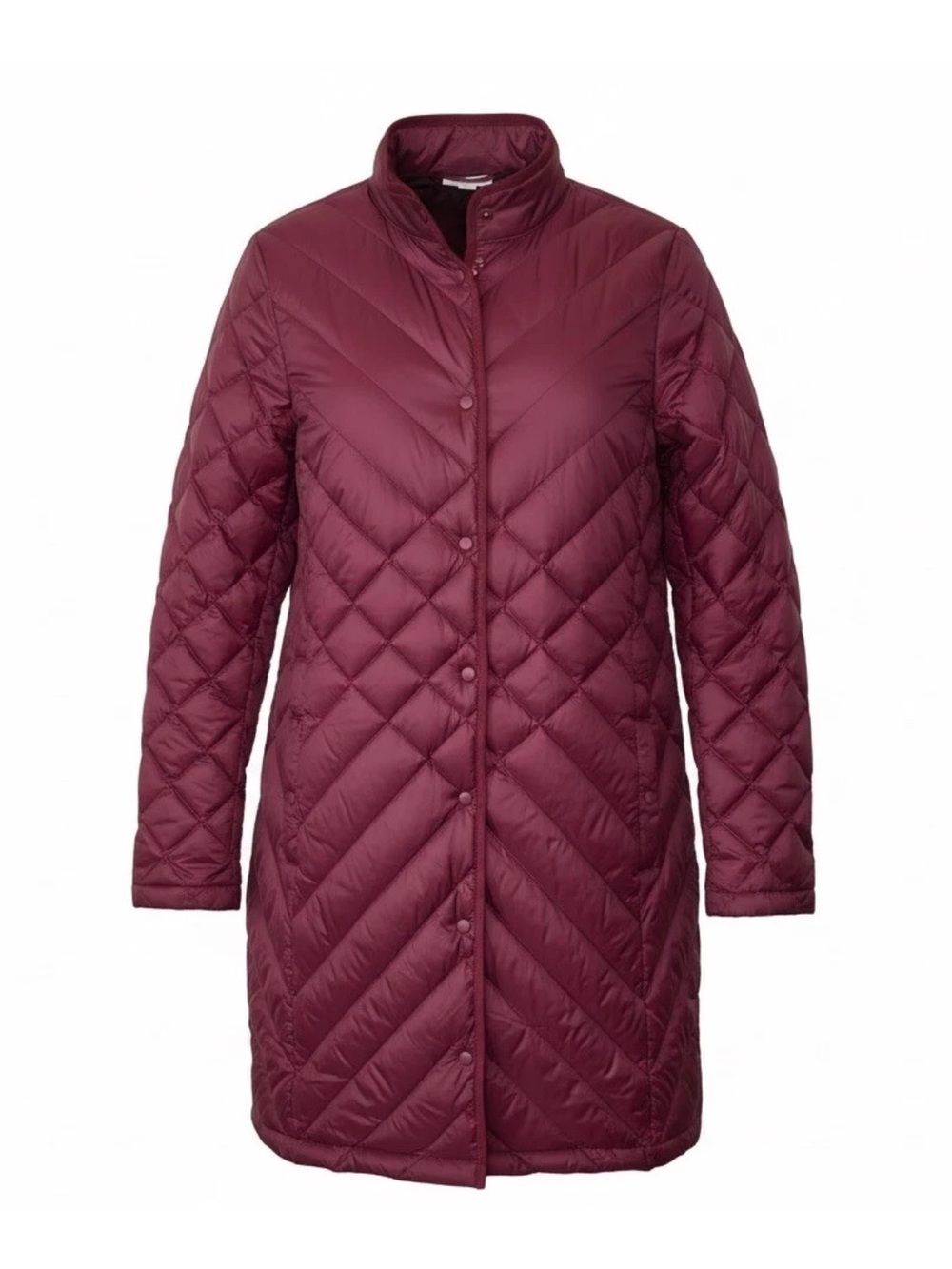 J. Jill Down Jacket Quilted Lightweight Burgundy Side Snap Small S